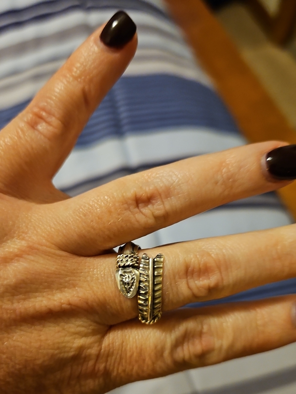 Silver Arrowhead and Feather Adjustable Stackable Ring - Women Jewelry